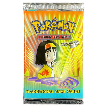 Gym Heroes Unlimited Booster Pack, Erika Artwork Booster Pack, Gym Heroes Unlimited, Wizards of the Coast, WOTC Pokémon, Vintage Pokémon Booster Pack, Erika Pack Art, Gym Heroes, Unlimited Edition Pokémon, Factory Sealed Pokémon, Pokémon TCG, Vintage WOTC